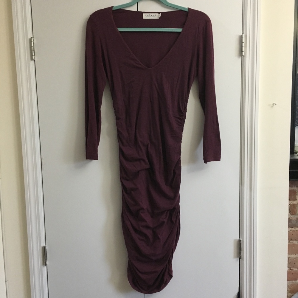 Velvet by graham and spencer purple ruched dress